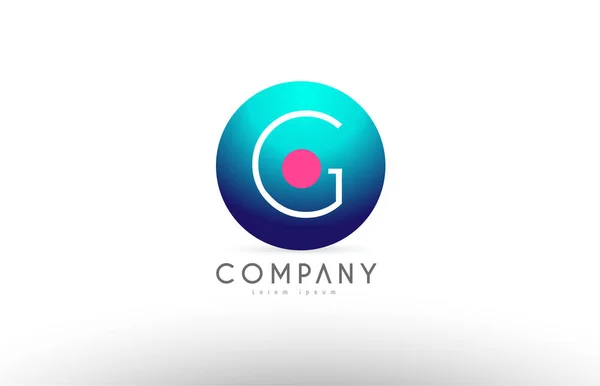 G alphabet 3d sphere letter blue pink logo icon design — Stock Vector