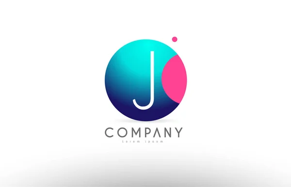 J alfabe 3d küre mavi mektup pembe logo simge tasarım — Stok Vektör