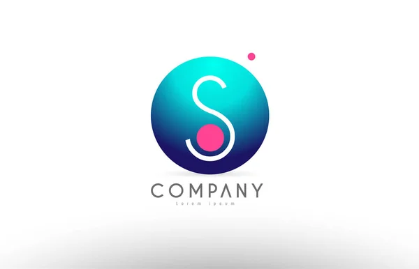 S alfabeto 3d esfera letra azul rosa logotipo ícone design — Vetor de Stock