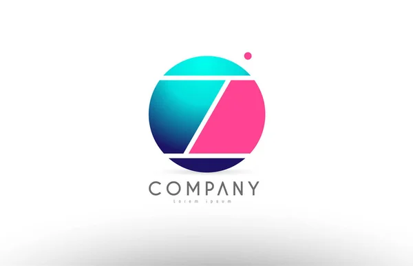 Z alfabeto 3d esfera letra azul rosa logotipo ícone design — Vetor de Stock
