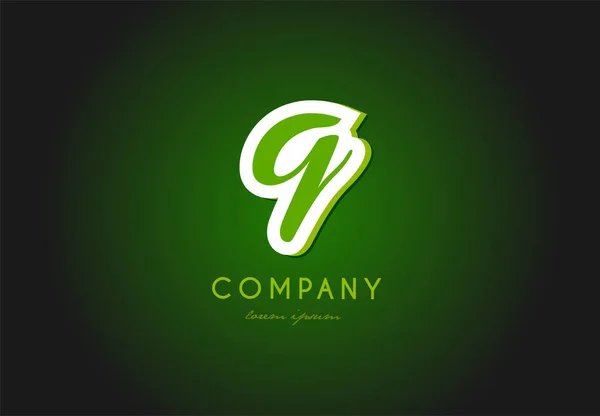Q alfabeto letra logotipo verde 3d empresa vetor ícone design —  Vetores de Stock