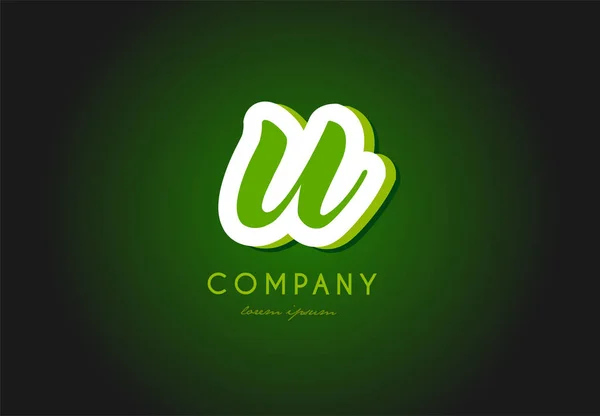 U alfabeto lettera logo verde 3d azienda vettore icona design — Vettoriale Stock