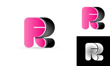 R pembe siyah Alfabe harf logo vektör simgesi tasarım