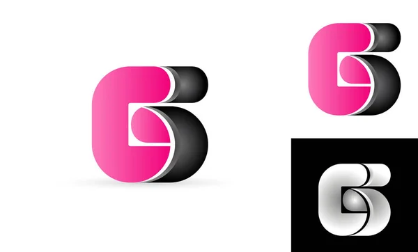 G růžové černé abeceda dopis logo vektorové ikony designu — Stockový vektor