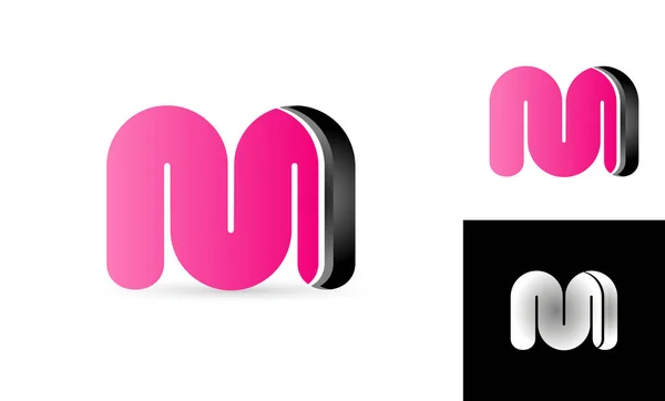 M růžové černé abeceda dopis logo vektorové ikony designu — Stockový vektor
