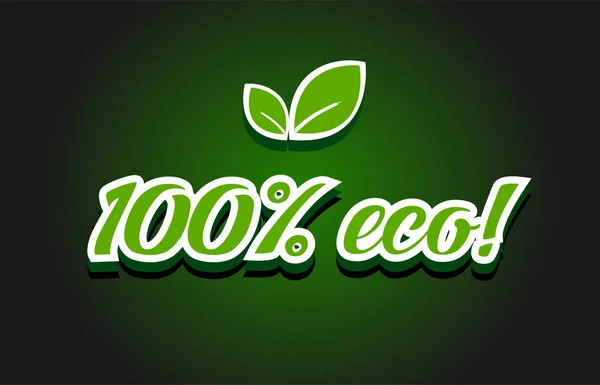 100% diseño de icono de logotipo de texto ecológico — Archivo Imágenes Vectoriales