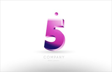 Sayı 5 beş siyah beyaz pembe logo simge tasarım