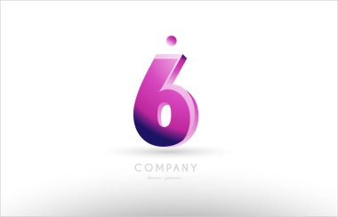 6 numaralı altı siyah beyaz pembe logo simge tasarım
