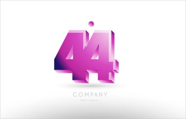 44 numaralı siyah beyaz pembe logo simge tasarım