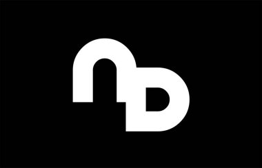 ND N D siyah beyaz kalın ortak mektup logo