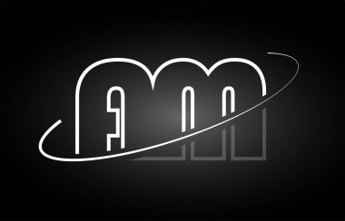 A M harfi alfabe logo siyah beyaz simgesi tasarım kulüpler