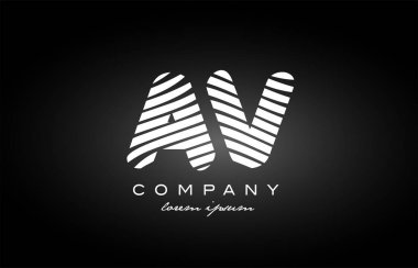Av A V harfi alfabe logo siyah beyaz simgesi tasarım