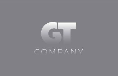 Gt G T pastel mavi mektup birleştirme logo simge tasarım