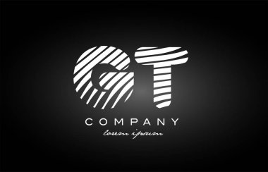 Gt G T harfi alfabe logo siyah beyaz simgesi tasarım