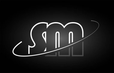 SM S M harfi alfabe logo siyah beyaz simgesi tasarım