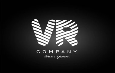 VR V R harfi alfabe logo siyah beyaz simgesi tasarım