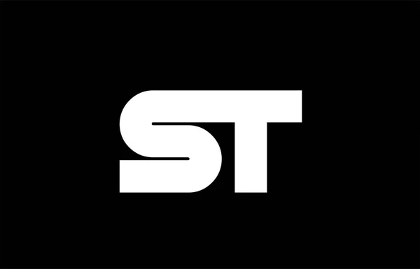ST S T черно-белый жирный логотип комбинация значок алфавита дизайн — стоковый вектор