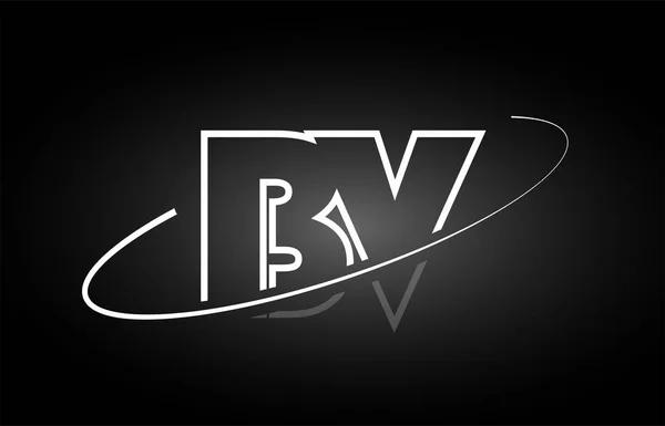 Bv B V 편지 알파벳 로고 블랙 화이트 아이콘 디자인 — 스톡 벡터