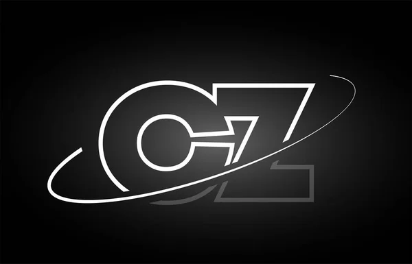 CZ C Z brief alfabet logo zwart wit pictogram ontwerp — Stockvector