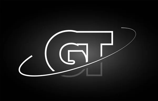 GT G T letra alfabeto logotipo negro blanco icono de diseño — Vector de stock