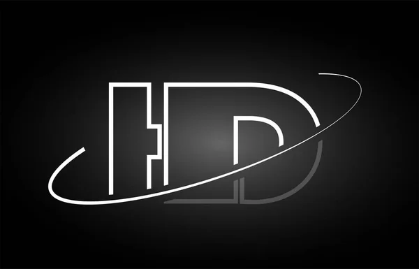 HD H D brev alfabetet Logotypdesign svart vit ikon — Stock vektor