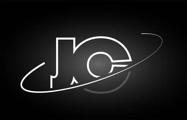 JC J C lettera alfabeto logo bianco nero icona design — Vettoriale Stock