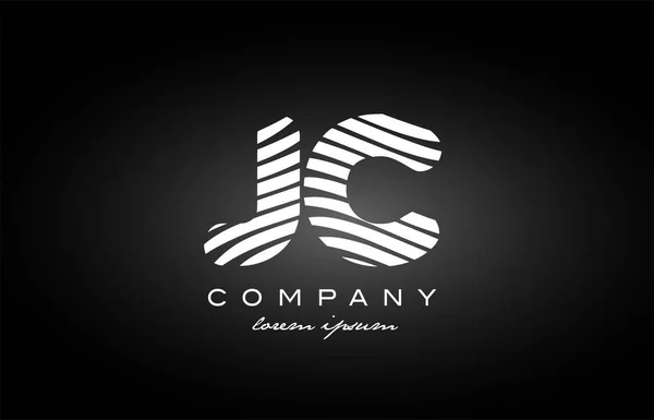 JC J C harfi alfabe logo siyah beyaz simgesi tasarım — Stok Vektör