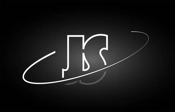 JS J S letra alfabeto logotipo negro blanco icono de diseño — Vector de stock