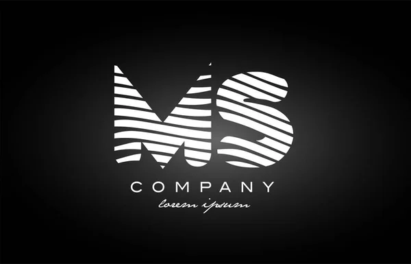 MS M S letra alfabeto logotipo preto ícone branco design —  Vetores de Stock