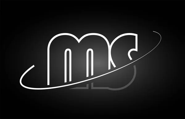 MS M S γράμμα αλφαβήτου λογότυπο μαύρο λευκό εικονίδιο σχεδιασμός — Διανυσματικό Αρχείο