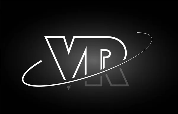 VR V R letra alfabeto logotipo negro blanco icono de diseño — Vector de stock