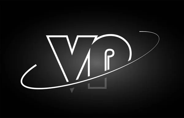 VP V P letra alfabeto logotipo negro blanco icono de diseño — Vector de stock