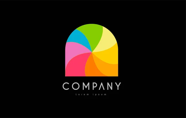 Un arcobaleno colori logo icona alfabeto design — Vettoriale Stock