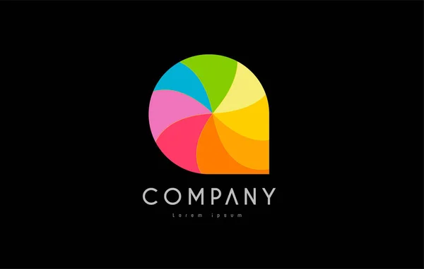 Q arcobaleno colori logo icona alfabeto design — Vettoriale Stock