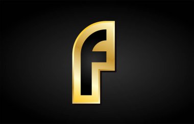 F altın altın harf logo simge tasarım