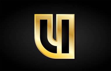 U altın altın harf logo simge tasarım