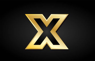 X altın altın harf logo simge tasarım