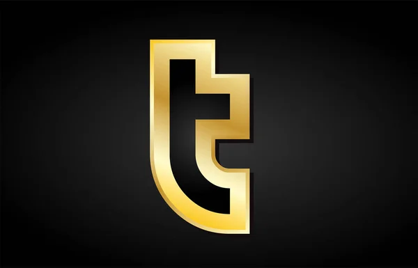T 골드 황금 편지 로고 아이콘 디자인 — 스톡 벡터