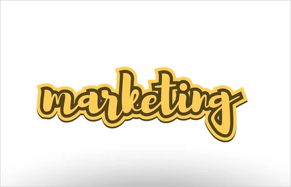 Marketing amarillo negro texto escrito a mano icono de la postal — Archivo Imágenes Vectoriales