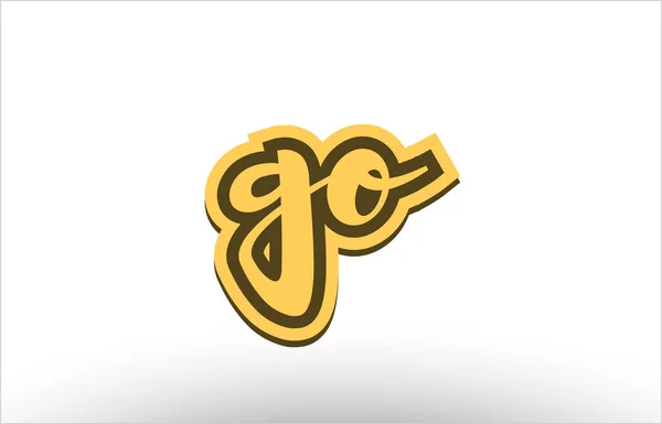 Megy a sárga fekete kézzel írott szöveg képeslap ikon — Stock Vector