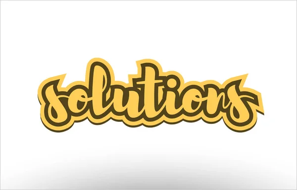 Oplossingen geel zwart handgeschreven tekst briefkaart pictogram — Stockvector