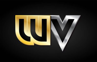 WV altın gümüş harf ortak logo simge alfabe tasarımı