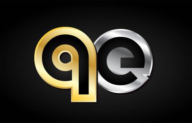 Altın gümüş harf ortak logo simge alfabe tasarımı