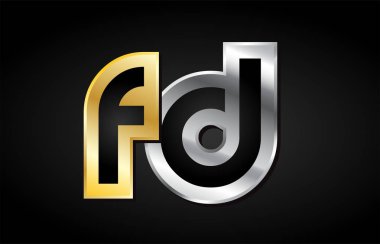 Altın gümüş harf ortak logo simge alfabe tasarımı