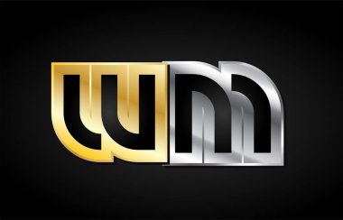 Altın gümüş harf ortak logo simge alfabe tasarımı