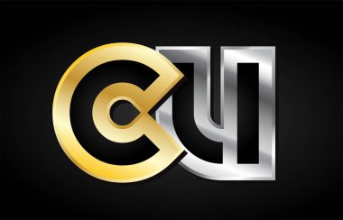 Altın gümüş harf ortak logo simge alfabe tasarımı