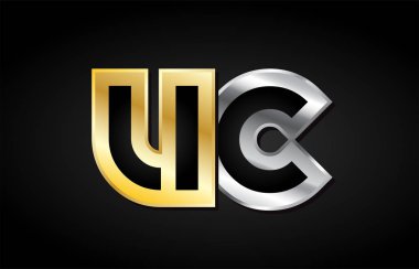 Altın gümüş harf ortak logo simge alfabe tasarımı