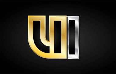 Altın gümüş harf ortak logo simge alfabe tasarımı