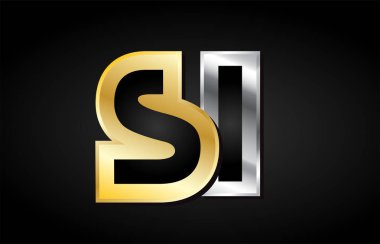 Altın gümüş harf ortak logo simge alfabe tasarımı