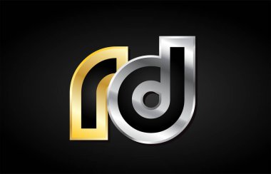 Altın gümüş harf ortak logo simge alfabe tasarımı